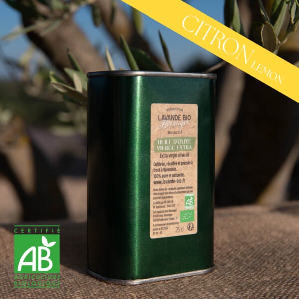 Huile d'olive vierge extra bouteille 25 cl citron