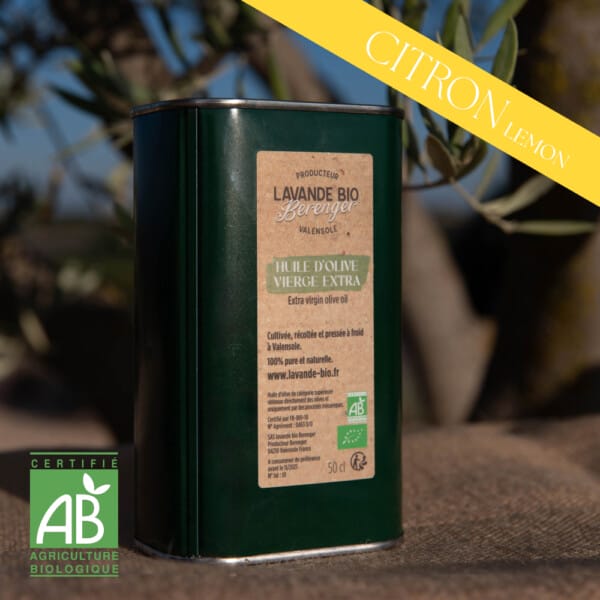 Huile d'olive vierge extra bouteille 50 cl citron